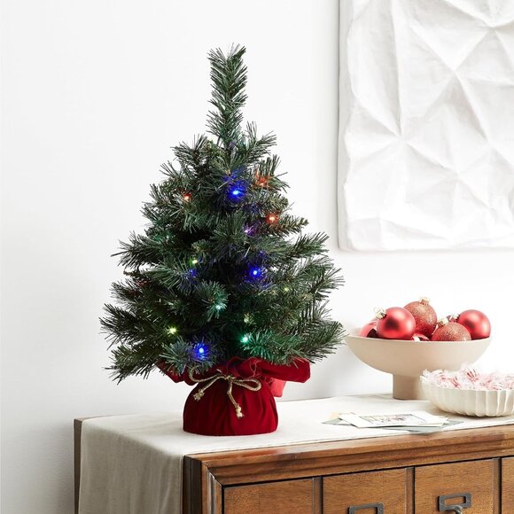 NWT National Tree Company 24" Prelit Christmas Tree 35 Color LED Lights Battery - Picture 1 of 5
